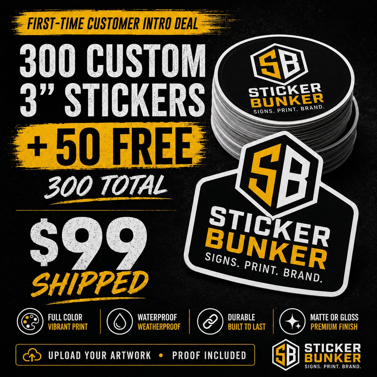 300 Custom 3-Inch Stickers - $99 Shipped